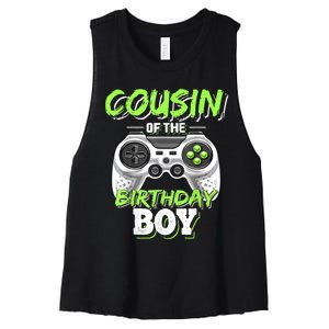 Cousin Of The Birthday Boy Matching Video Game Birthday Gift Women's Racerback Cropped Tank