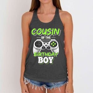 Cousin Of The Birthday Boy Matching Video Game Birthday Gift Women's Knotted Racerback Tank