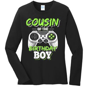 Cousin Of The Birthday Boy Matching Video Game Birthday Gift Ladies Long Sleeve Shirt