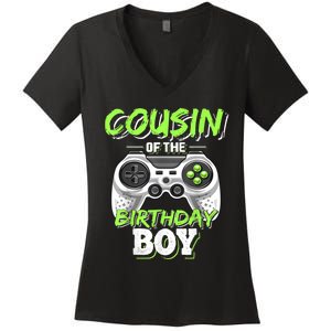 Cousin Of The Birthday Boy Matching Video Game Birthday Gift Women's V-Neck T-Shirt