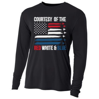 Courtesy Of The Red White Blue Retro American Flag Cooling Performance Long Sleeve Crew