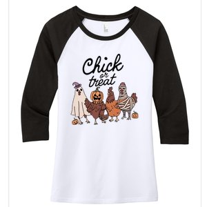 Chick Or Treat Women's Tri-Blend 3/4-Sleeve Raglan Shirt