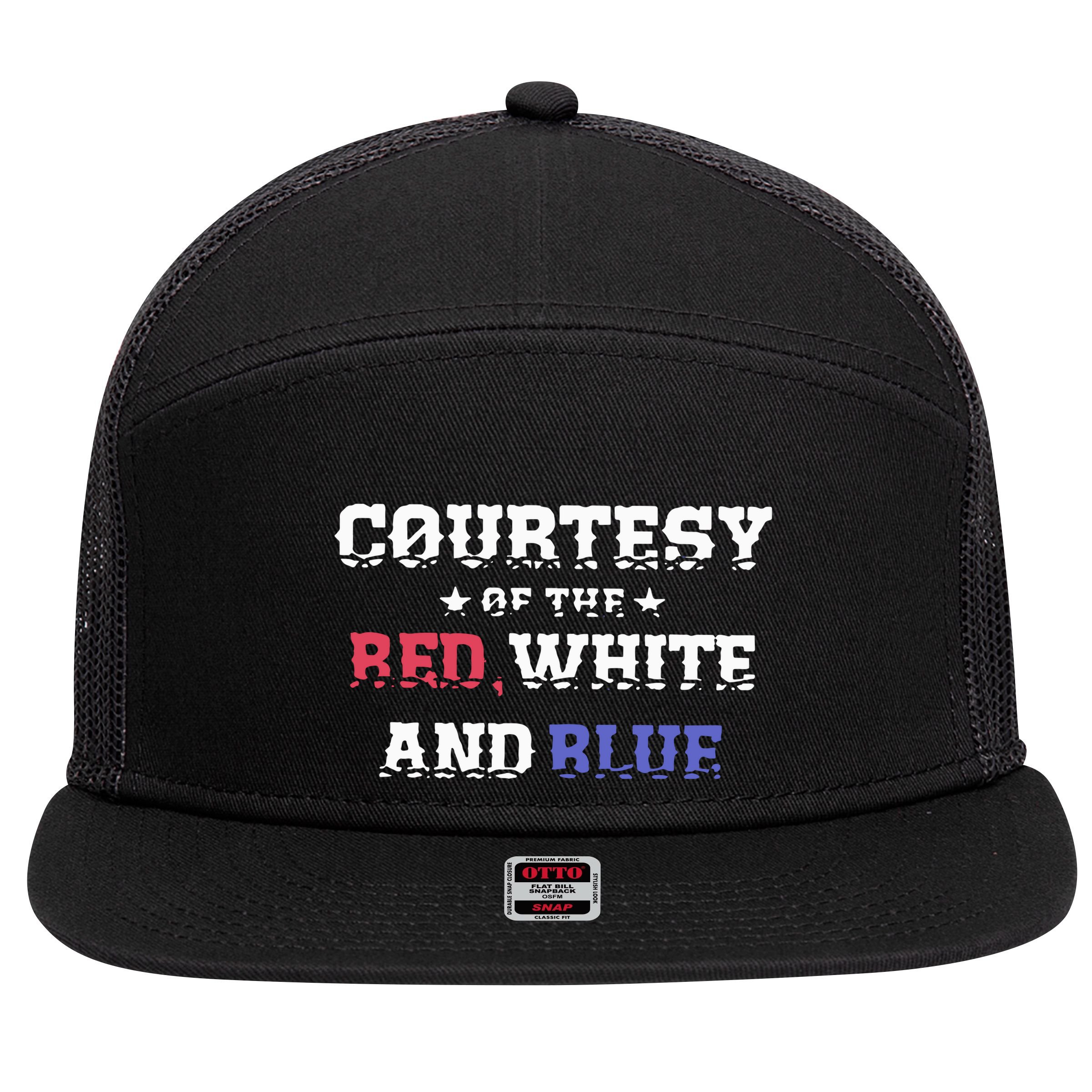 Courtesy Of The Red White And Blue Patriotic 7 Panel Mesh Trucker Snapback Hat