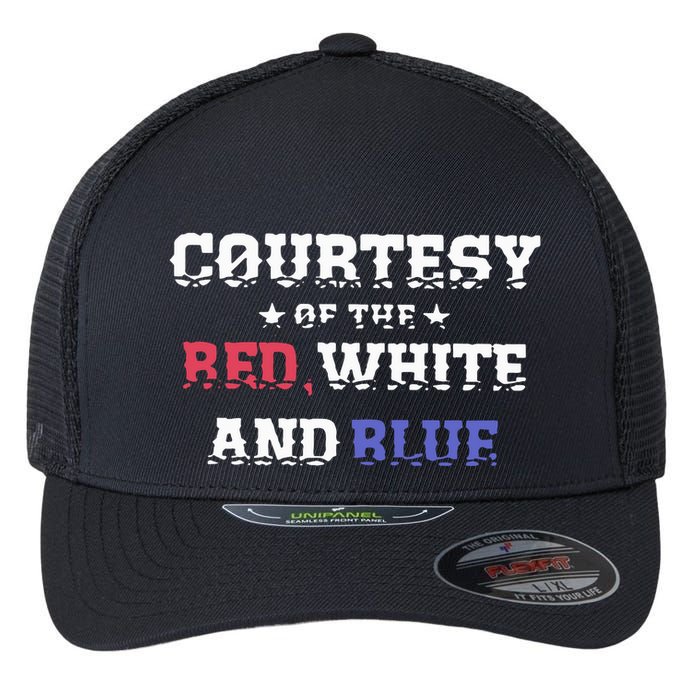 Courtesy Of The Red White And Blue Patriotic Flexfit Unipanel Trucker Cap
