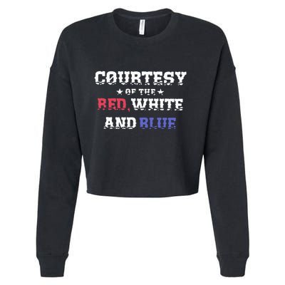Courtesy Of The Red White And Blue Patriotic Cropped Pullover Crew