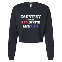 Courtesy Of The Red White And Blue Patriotic Cropped Pullover Crew