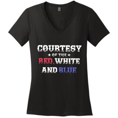 Courtesy Of The Red White And Blue Patriotic Women's V-Neck T-Shirt