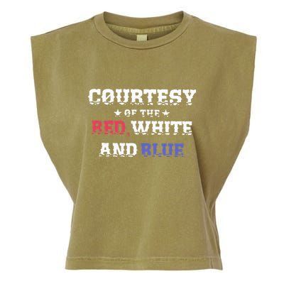 Courtesy Of The Red White And Blue Patriotic Garment-Dyed Women's Muscle Tee