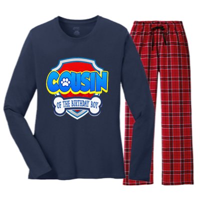 Cousin Of The Birthday Boy Dad Patrol Gifts Women's Long Sleeve Flannel Pajama Set 