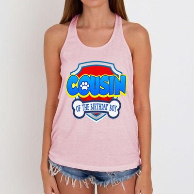 Cousin Of The Birthday Boy Dad Patrol Gifts Women's Knotted Racerback Tank