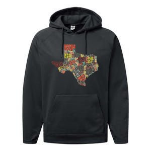 Collage Of Texas States Artistic Texas Performance Fleece Hoodie