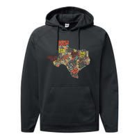 Collage Of Texas States Artistic Texas Performance Fleece Hoodie