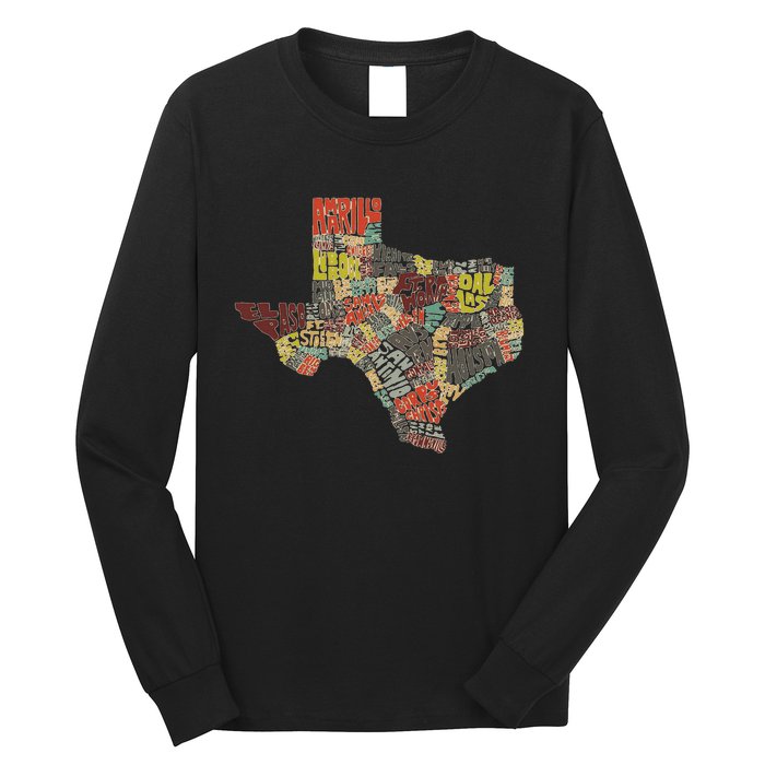 Collage Of Texas States Artistic Texas Long Sleeve Shirt