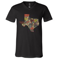 Collage Of Texas States Artistic Texas V-Neck T-Shirt