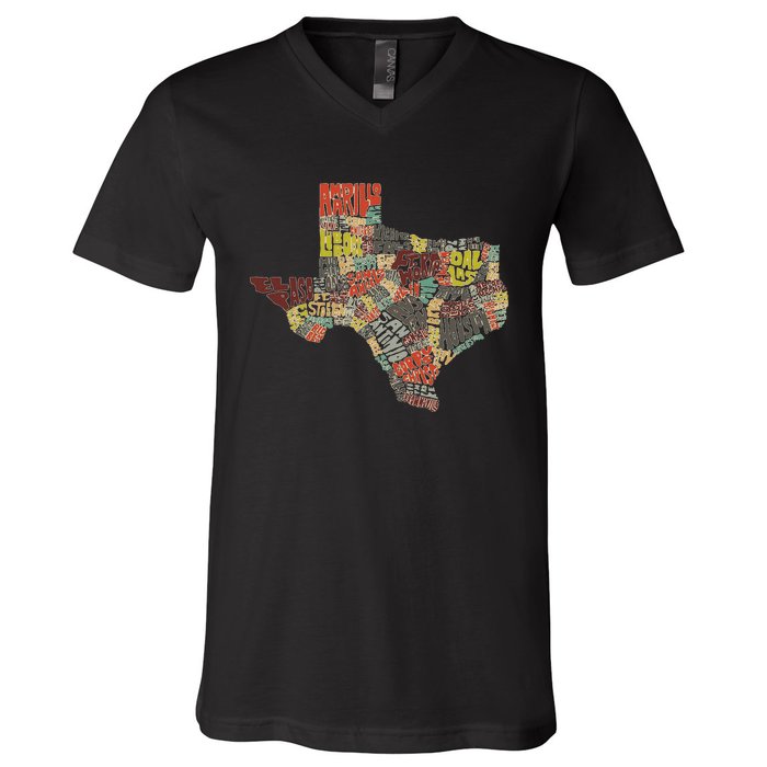 Collage Of Texas States Artistic Texas V-Neck T-Shirt