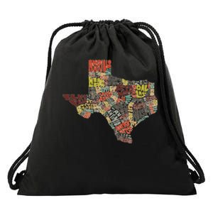 Collage Of Texas States Artistic Texas Drawstring Bag