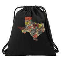 Collage Of Texas States Artistic Texas Drawstring Bag