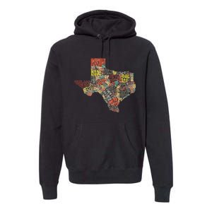 Collage Of Texas States Artistic Texas Premium Hoodie