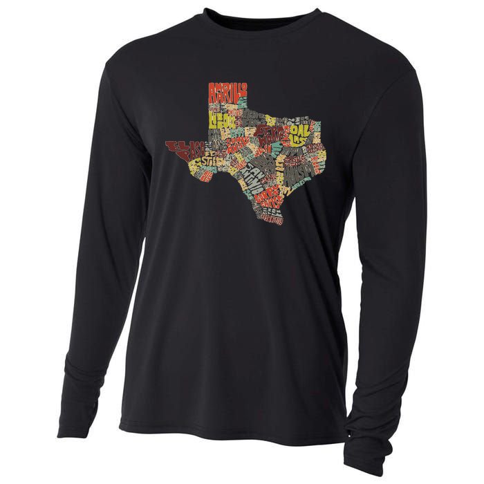 Collage Of Texas States Artistic Texas Cooling Performance Long Sleeve Crew