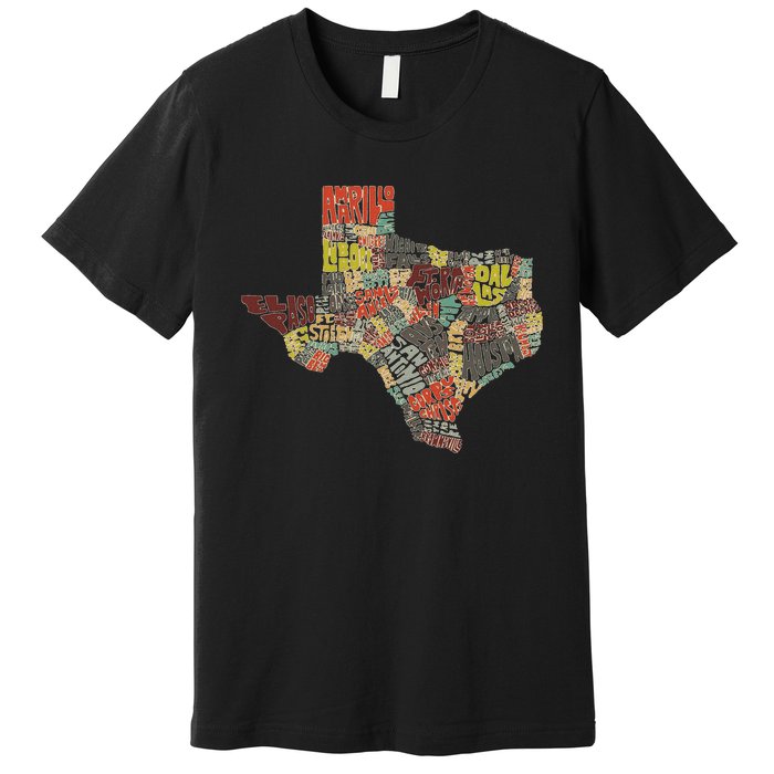 Collage Of Texas States Artistic Texas Premium T-Shirt