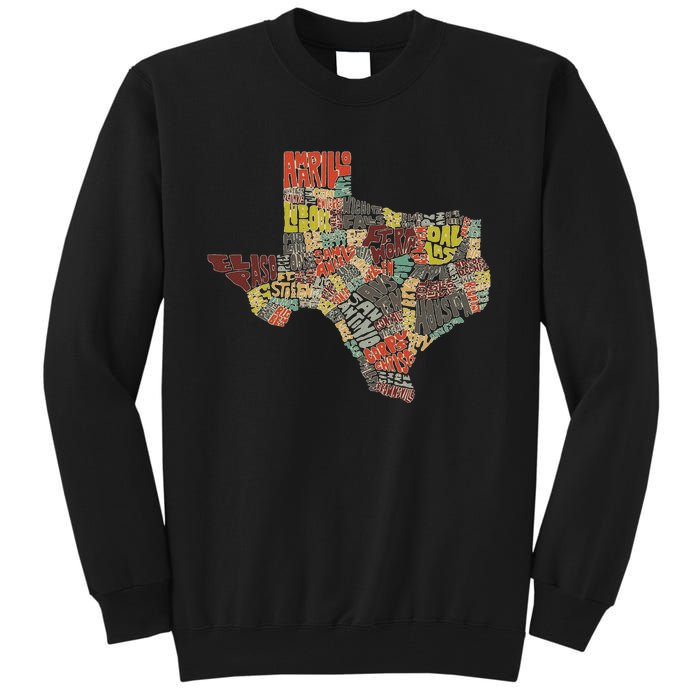 Collage Of Texas States Artistic Texas Tall Sweatshirt