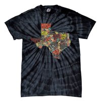 Collage Of Texas States Artistic Texas Tie-Dye T-Shirt