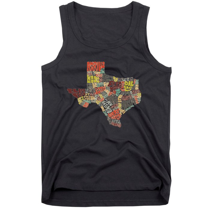 Collage Of Texas States Artistic Texas Tank Top