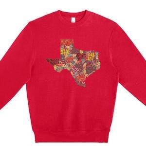 Collage Of Texas States Artistic Texas Premium Crewneck Sweatshirt