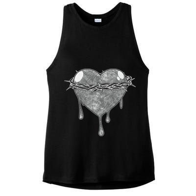 Crown Of Thorns Bleeding Heart Ladies PosiCharge Tri-Blend Wicking Tank