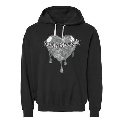 Crown Of Thorns Bleeding Heart Garment-Dyed Fleece Hoodie