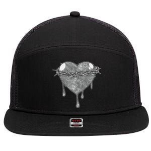 Crown Of Thorns Bleeding Heart 7 Panel Mesh Trucker Snapback Hat