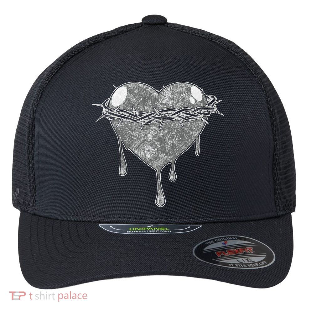 Crown Of Thorns Bleeding Heart Flexfit Unipanel Trucker Cap