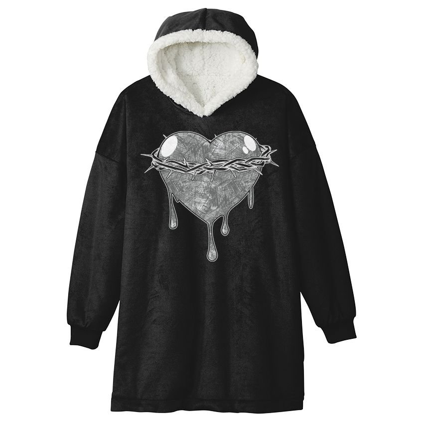 Crown Of Thorns Bleeding Heart Hooded Wearable Blanket