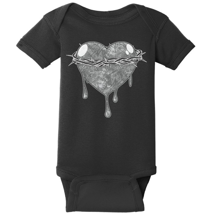 Crown Of Thorns Bleeding Heart Baby Bodysuit