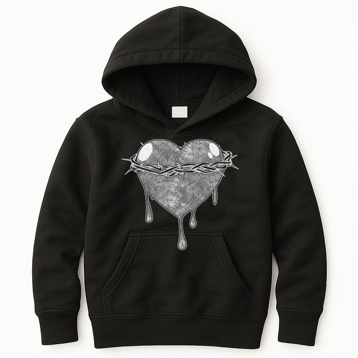 Crown Of Thorns Bleeding Heart Kids Hoodie