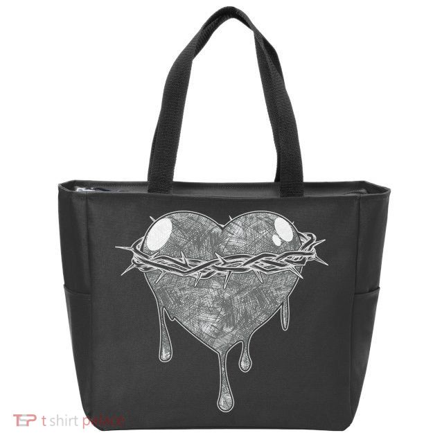 Crown Of Thorns Bleeding Heart Zip Tote Bag