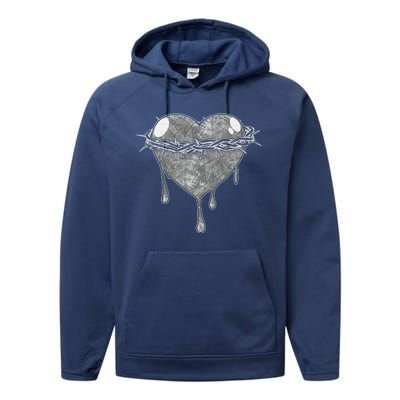 Crown Of Thorns Bleeding Heart Performance Fleece Hoodie