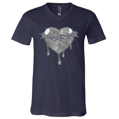 Crown Of Thorns Bleeding Heart V-Neck T-Shirt