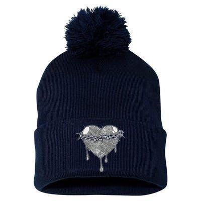 Crown Of Thorns Bleeding Heart Pom Pom 12in Knit Beanie