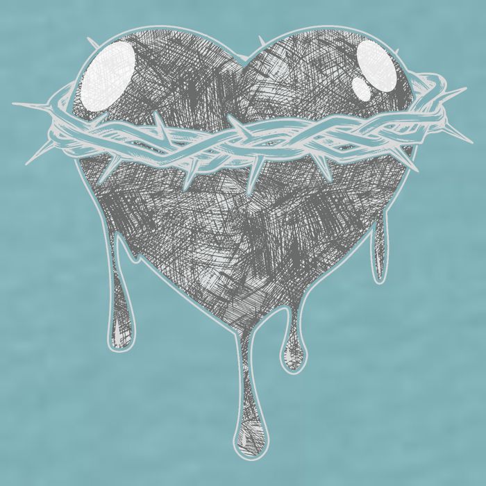 Crown Of Thorns Bleeding Heart Sueded Cloud Jersey T-Shirt