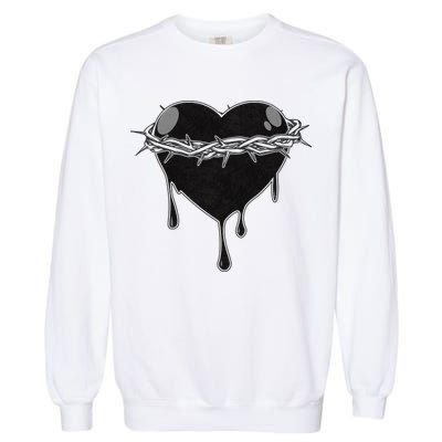 Crown Of Thorns Bleeding Heart Garment-Dyed Sweatshirt