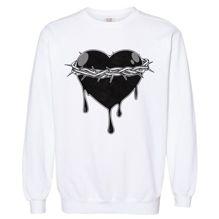 Crown Of Thorns Bleeding Heart Garment-Dyed Sweatshirt