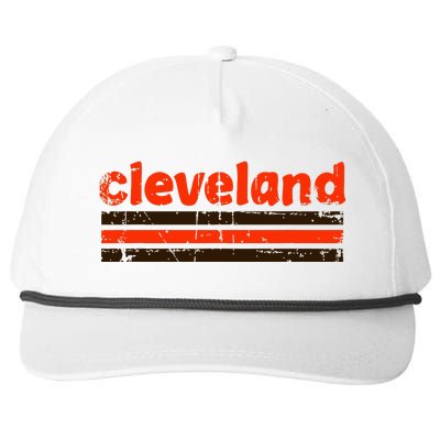 Cleveland Ohio Three Stripe Vintage Weathered Snapback Five-Panel Rope Hat