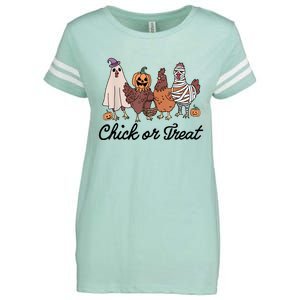 Chick Or Treat Halloween Witch Spooky Chicken Enza Ladies Jersey Football T-Shirt