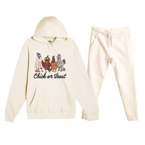 Chick Or Treat Halloween Witch Spooky Chicken Premium Hooded Sweatsuit Set