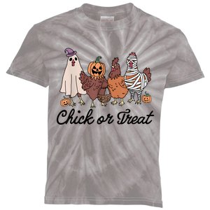 Chick Or Treat Halloween Witch Spooky Chicken Kids Tie-Dye T-Shirt