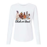 Chick Or Treat Halloween Witch Spooky Chicken Womens Cotton Relaxed Long Sleeve T-Shirt