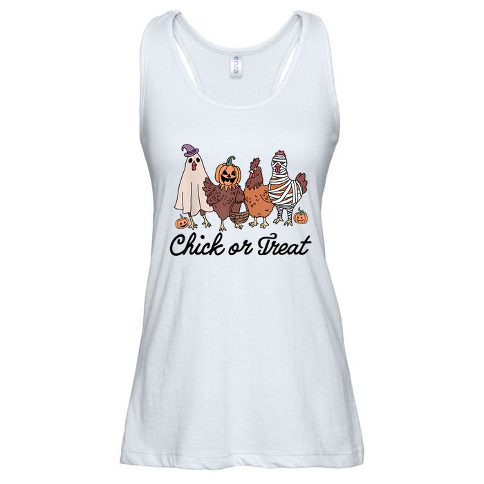 Chick Or Treat Halloween Witch Spooky Chicken Ladies Essential Flowy Tank