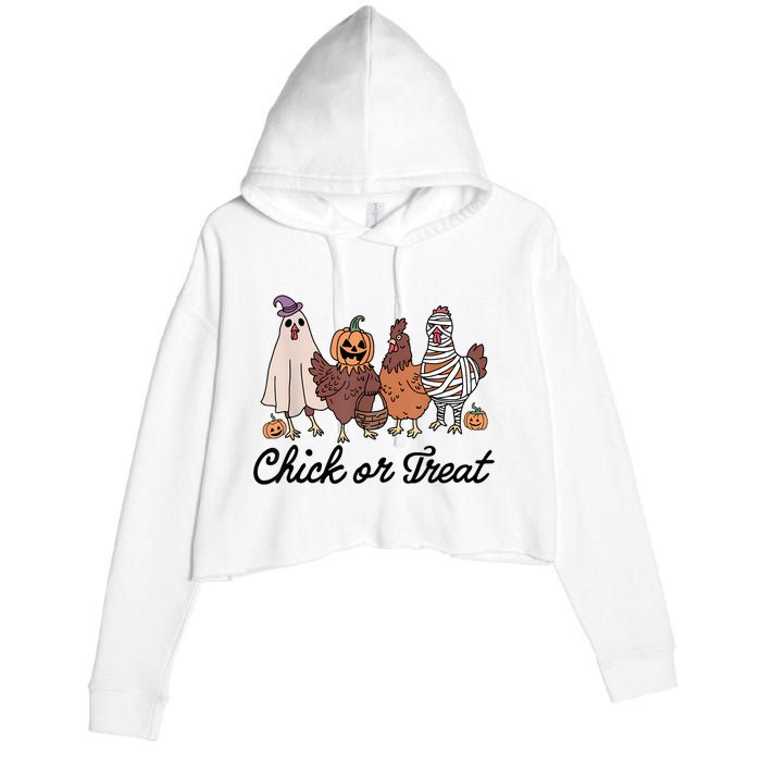 Chick Or Treat Halloween Witch Spooky Chicken Crop Fleece Hoodie