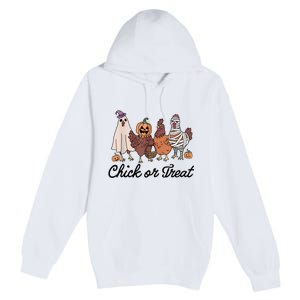 Chick Or Treat Halloween Witch Spooky Chicken Premium Pullover Hoodie